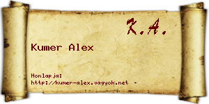 Kumer Alex névjegykártya